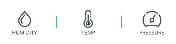 3 icons in a row: Humidity, Temperature and Pressure