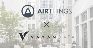 Airthings and VayanData logos on campus background