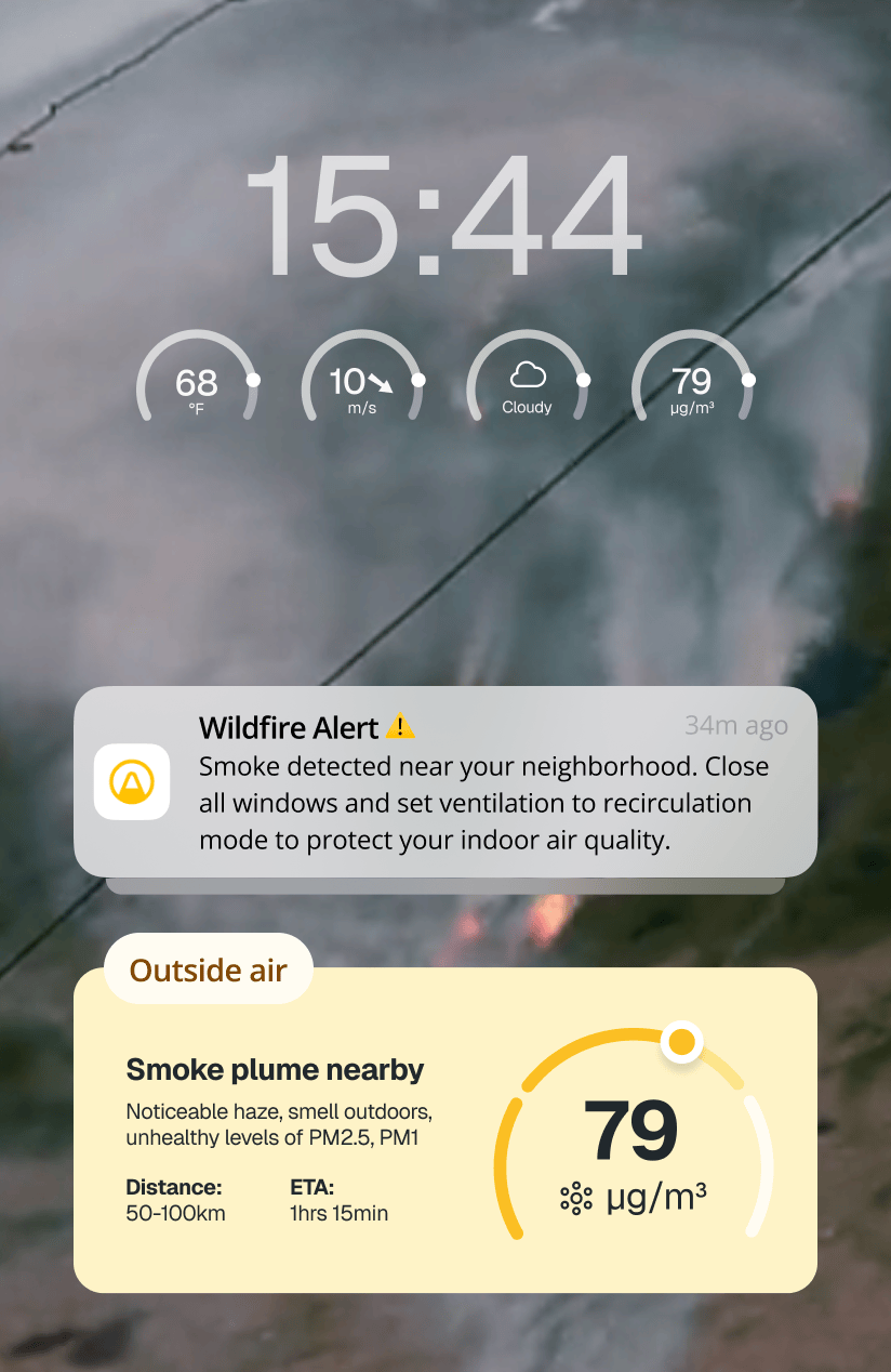 Airthings Wildfire smoke alert notifcation on phone