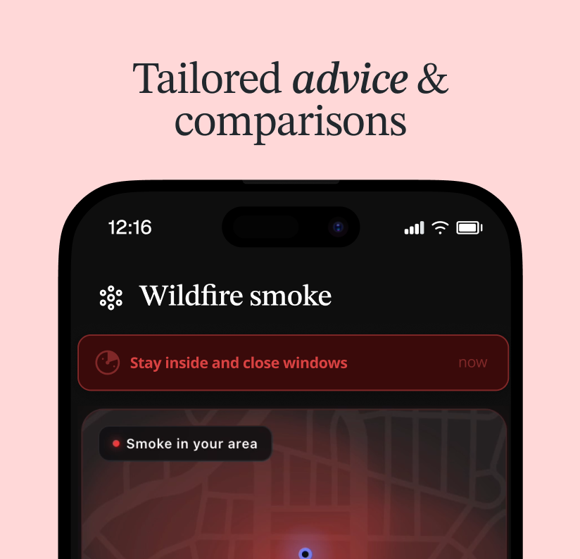 Airthings wildfire smoke advice feature