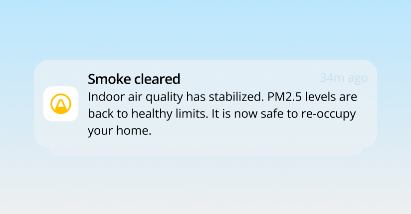 Smoke cleared push notification from Airthings App