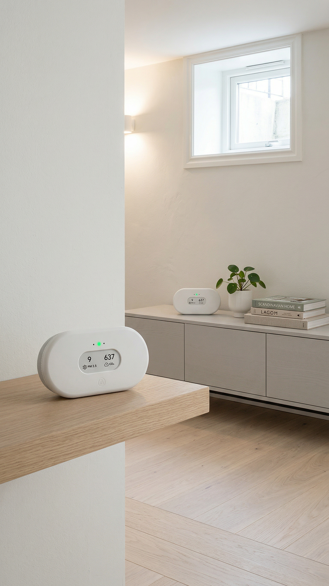 Airthings app showing dual-room air quality data from View Plus Duo