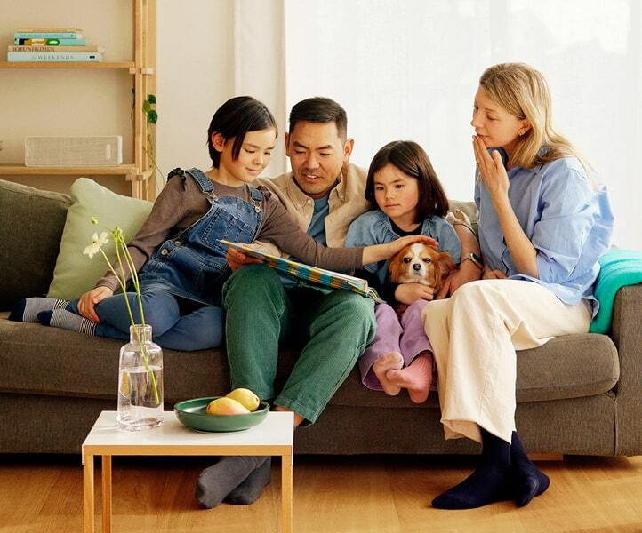 Family at home protected from radon with the Airthings View Plus monitoring indoor air quality