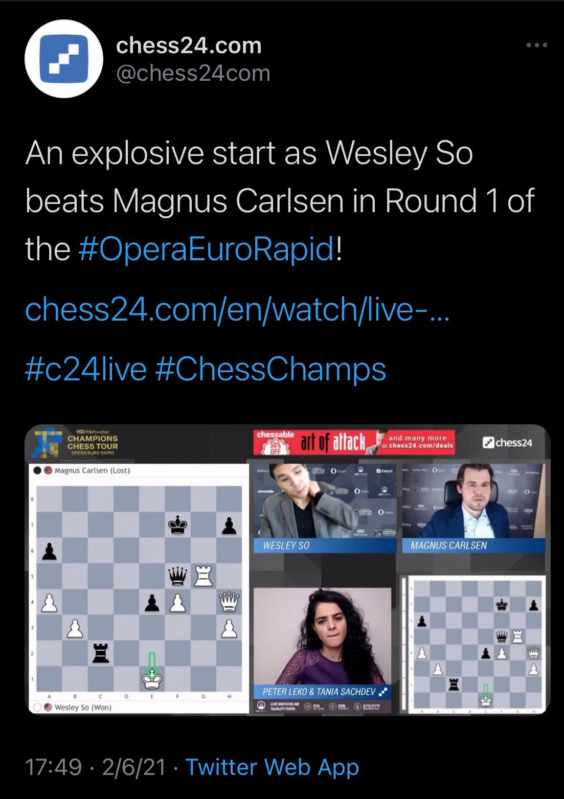 chess24.com on X: Wesley So wins a brilliant game against Magnus