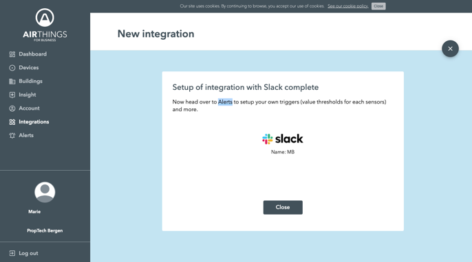 Airthings for Business Slack integration 