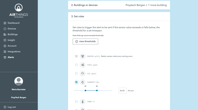 Airthings for Business Slack integration 