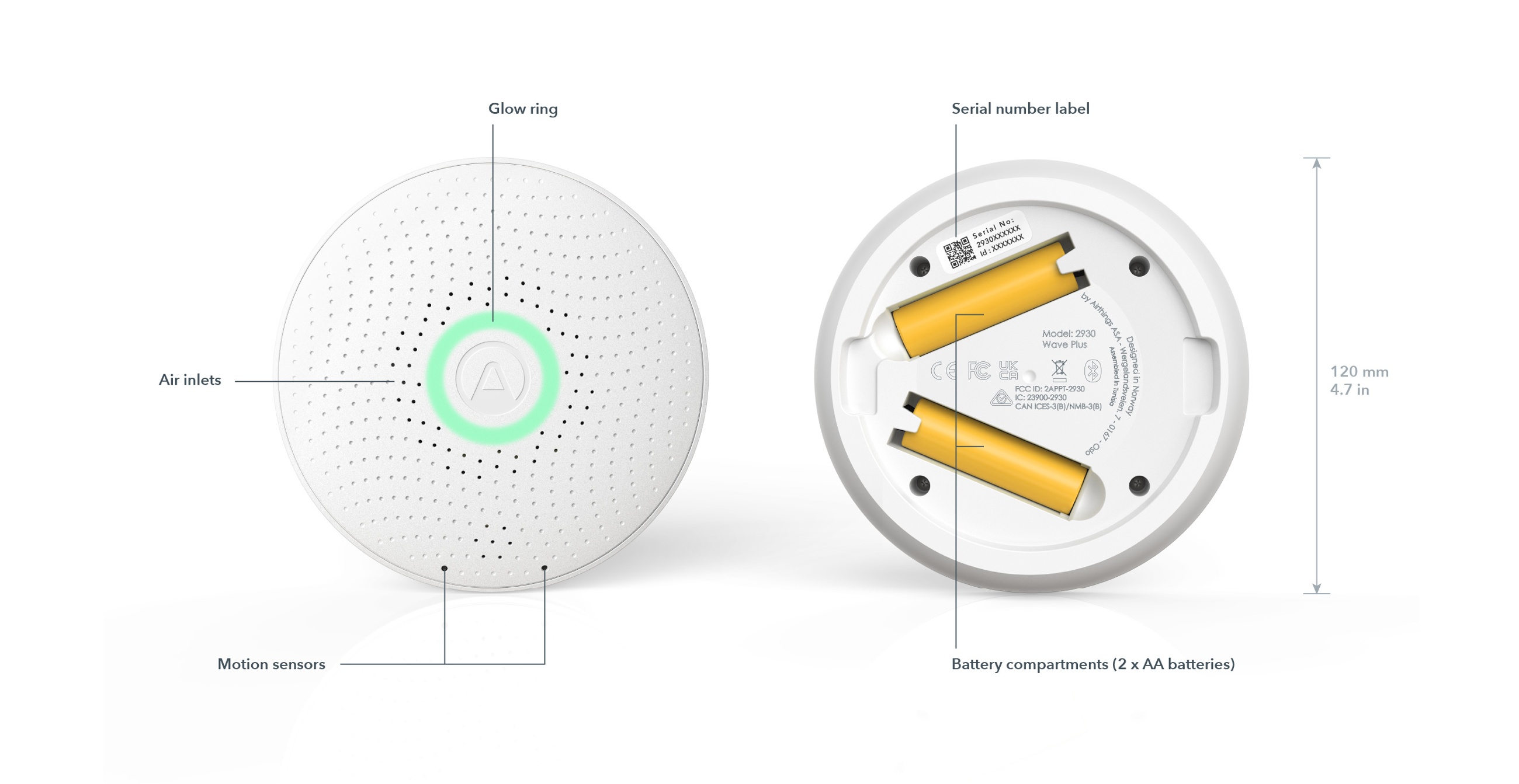 EN-Airthings Wave Plus – Produktspesifikasjoner – Tekniske detaljer – EN-1