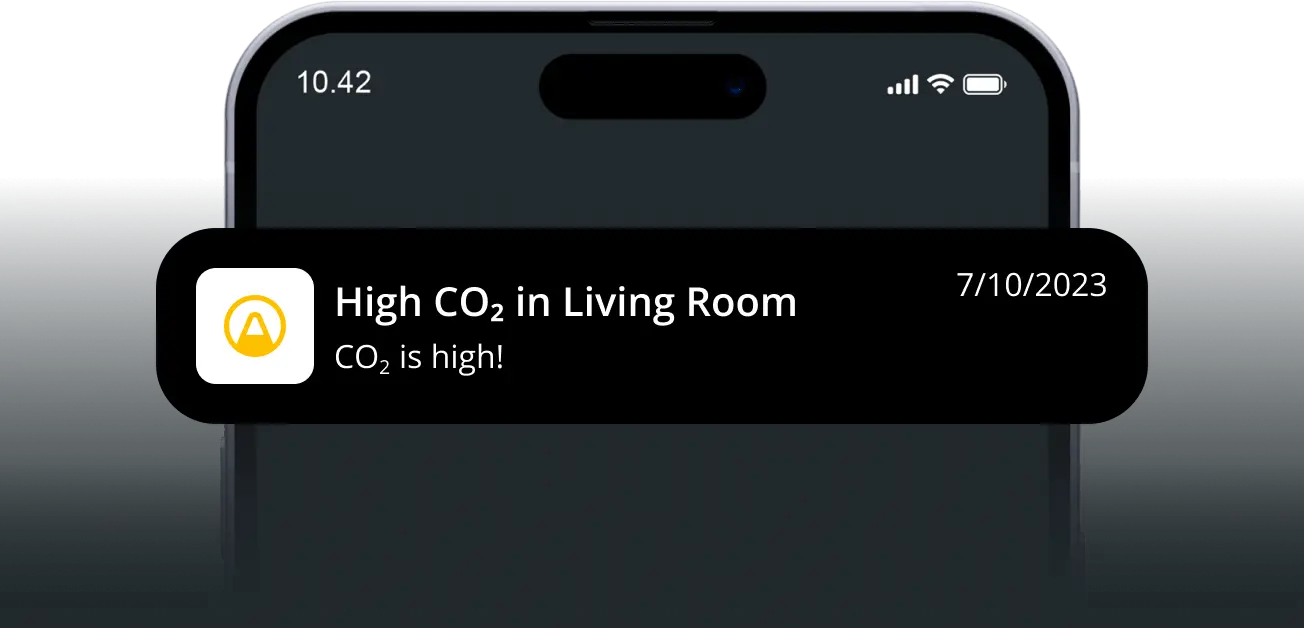 Mobile with notification - High CO2 in living room
