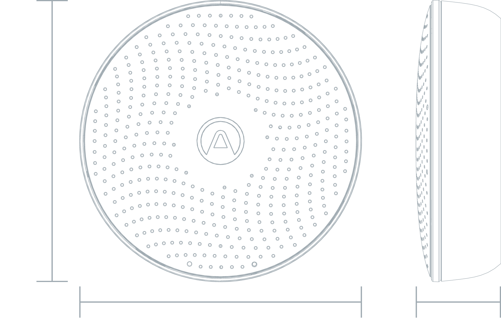 Space Radon specifications: 153mm tall, 153mm wide with a depth of 46mm