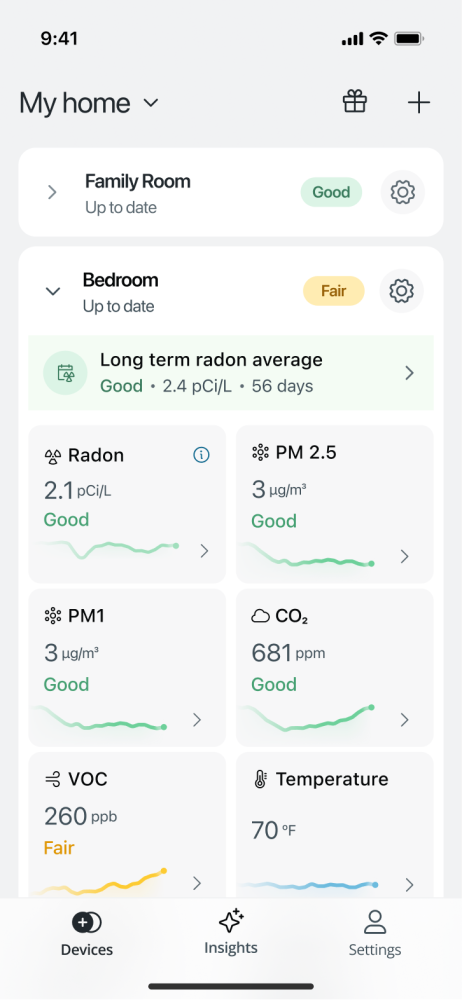 Indoor air quality tracking app preview