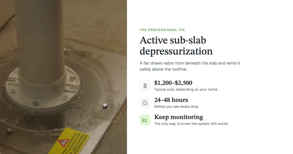 image of sealed caulking with list of radon remediation costs