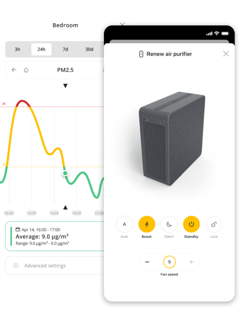 Air purifier in-app experience